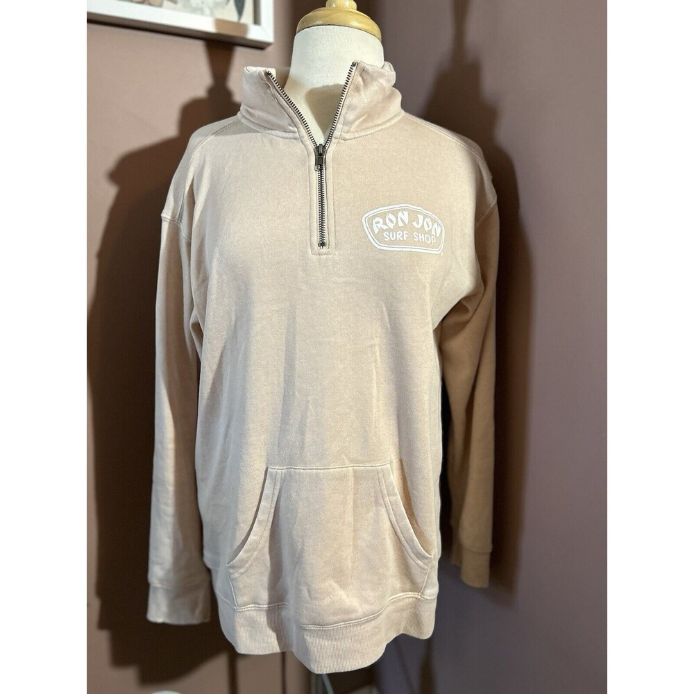 Ron Jon Surf Shop 1/4 Zip Sweatshirt Womens Large Pale Pink